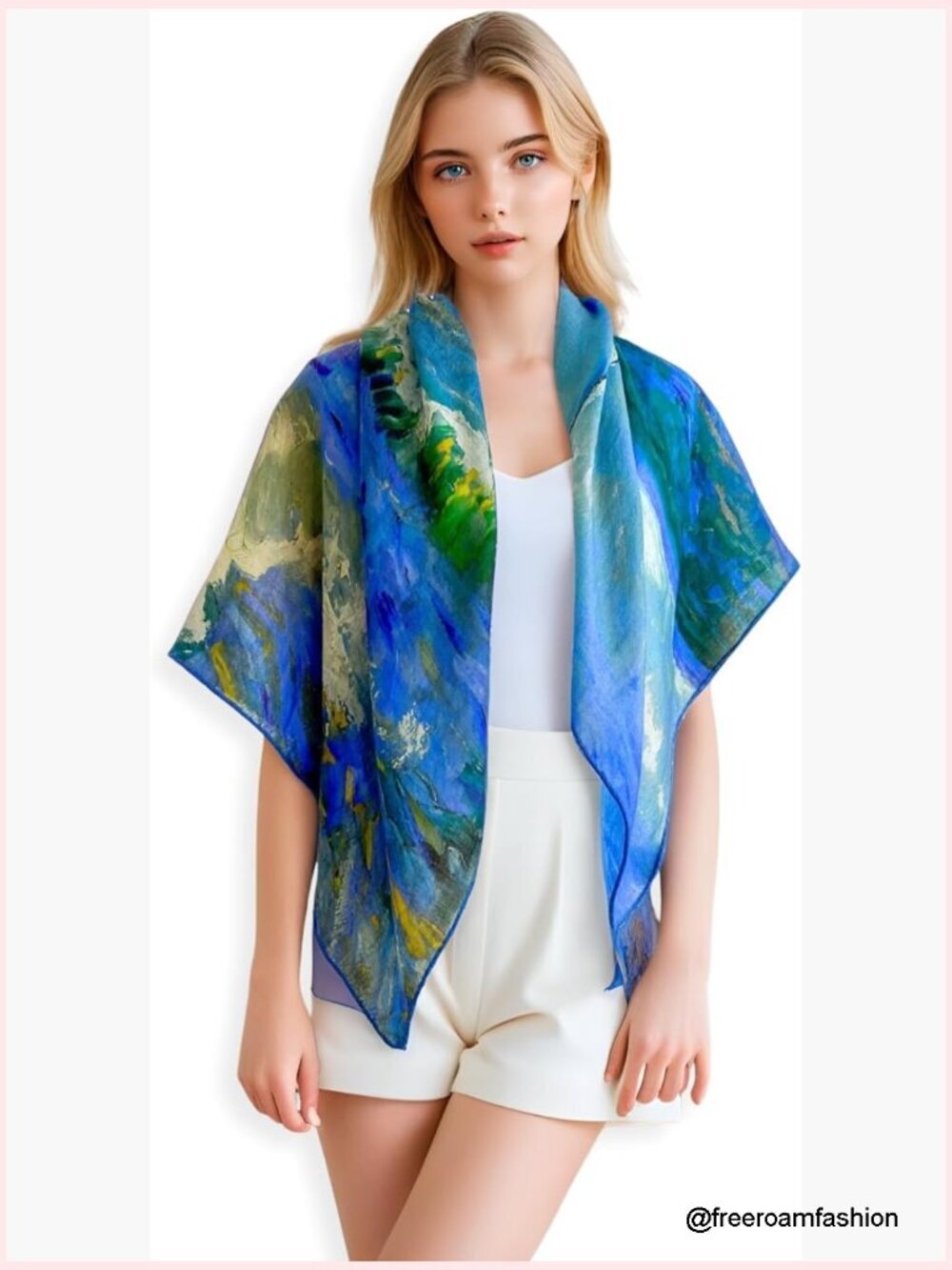Cashmere Square Scarf Wrap 36x36 Featherlight Wrinkle-Free